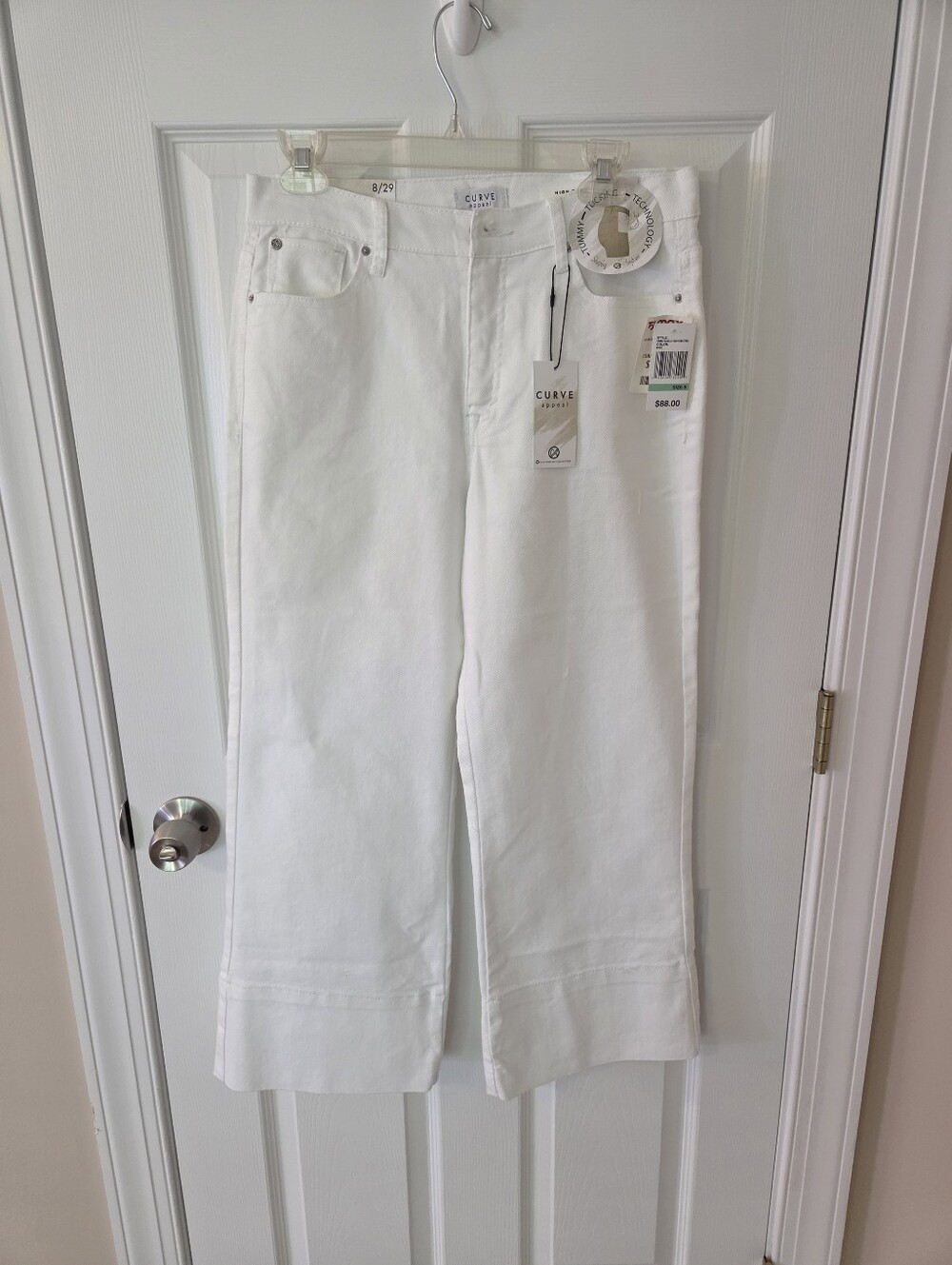 Curve Appeal High Rise Wide Leg Cropped White Jeans